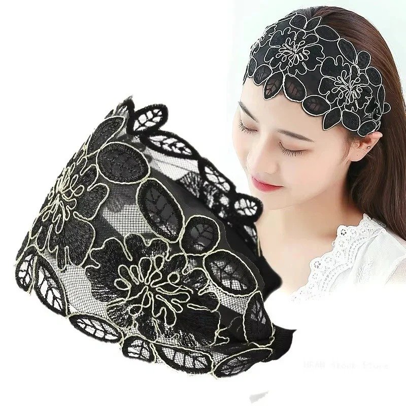 2 PCs । Embroidered Lace Hijab Band । CN-64 - Image 4